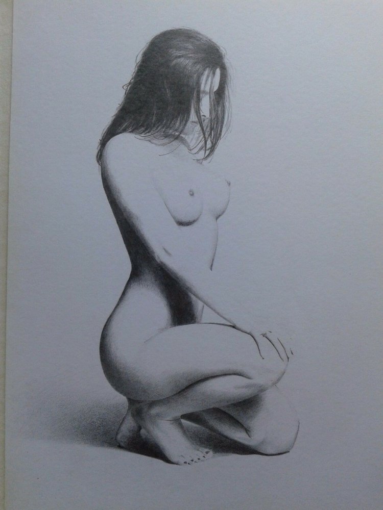 Nude drawing with a pencil