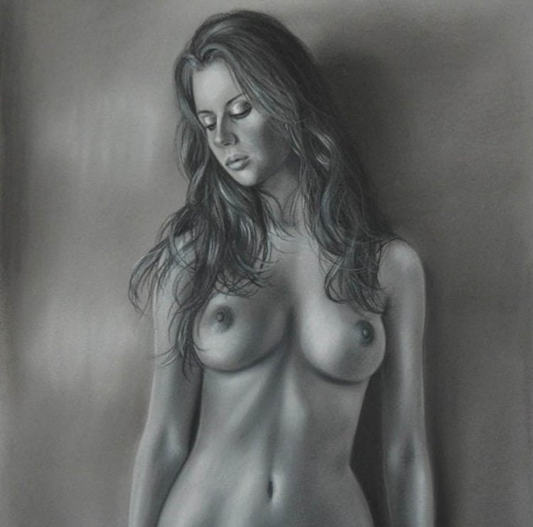 Sexy naked drawings with a pencil