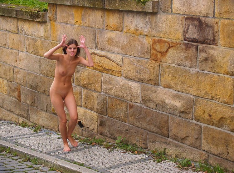 Embarrassed naked women
