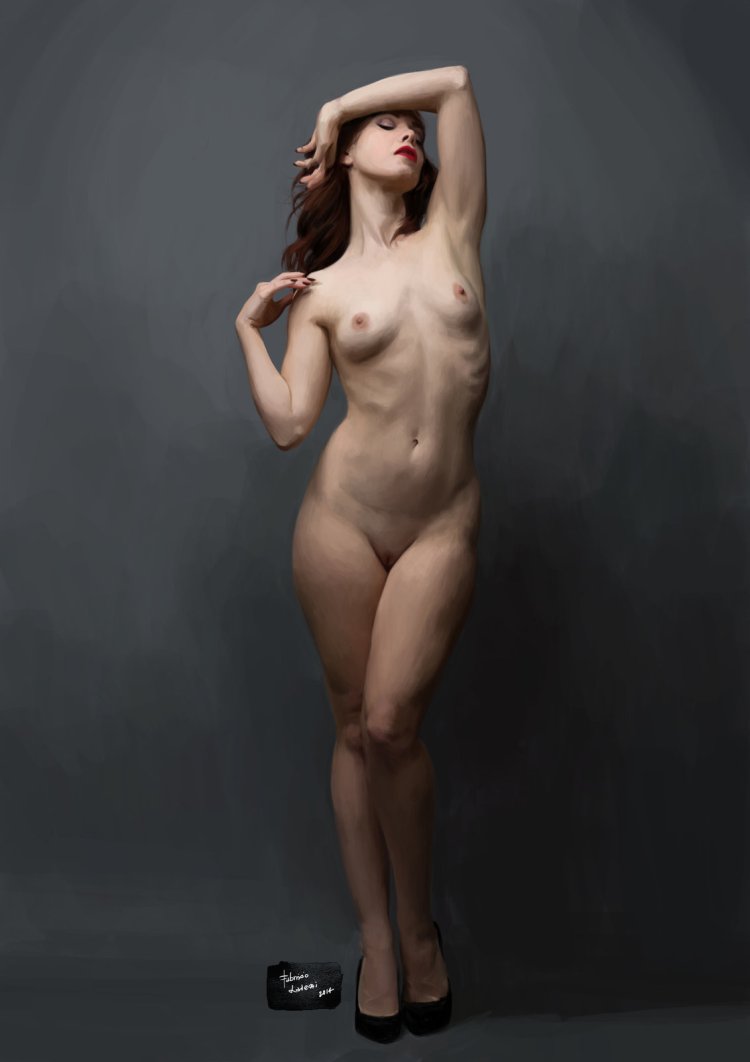 Naked female body in full height