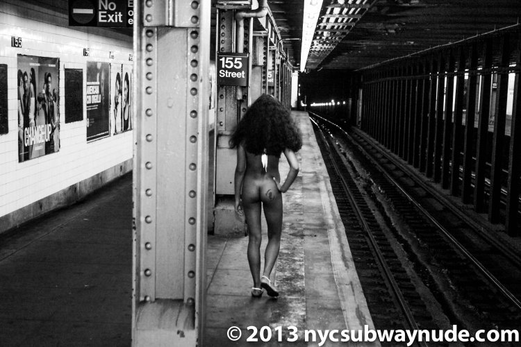 Naked photo shoot in the subway