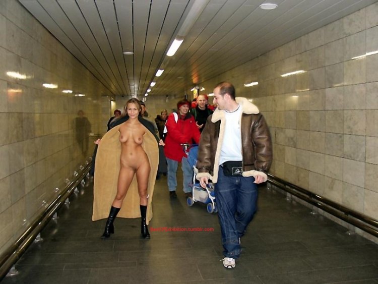 Naked photo shoot in the subway