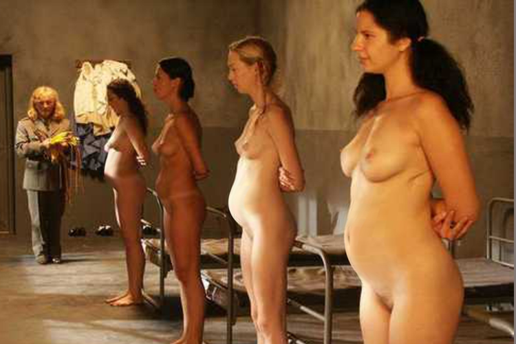 Naked women in a retro bathhouse