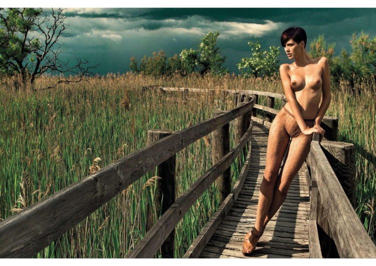 Naked hairy on the hay