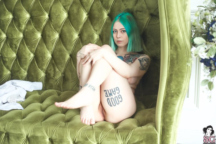 Pornstar with blue hair