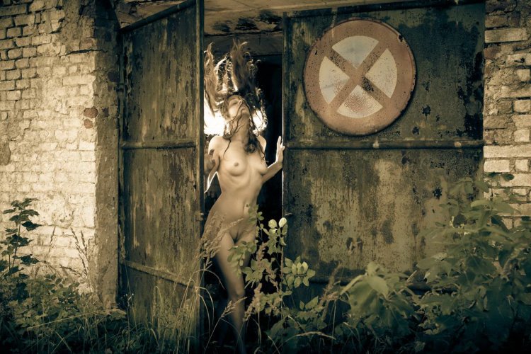 Naked in an abandoned village