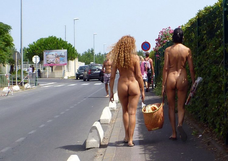 Nudists on the streets of the city