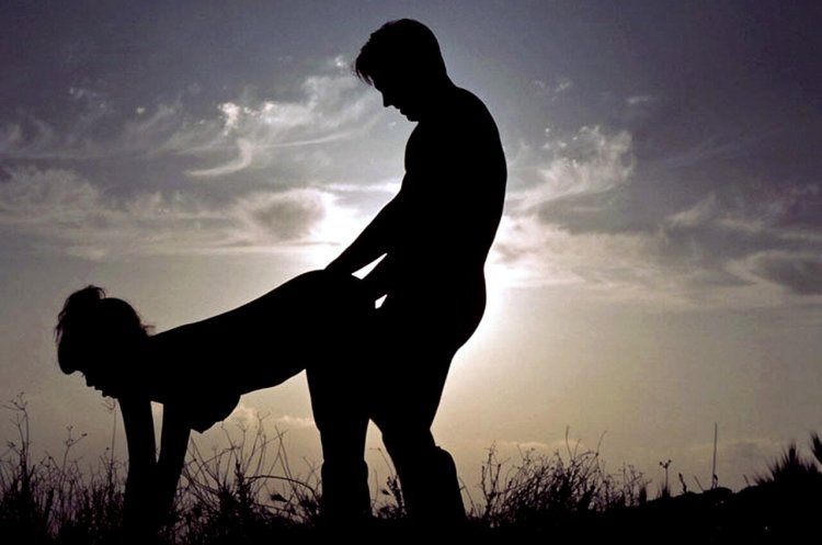 Beautiful fuck at sunset silhouette