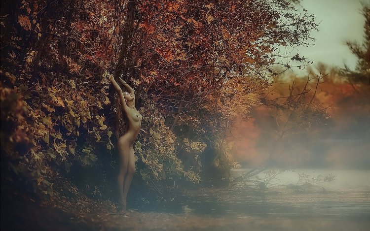 Autumn photo shoot in the style of nude