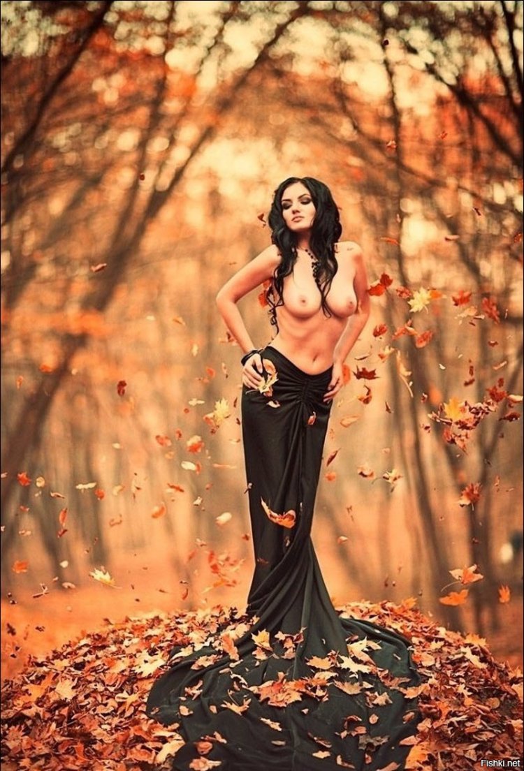 Naked in autumn foliage