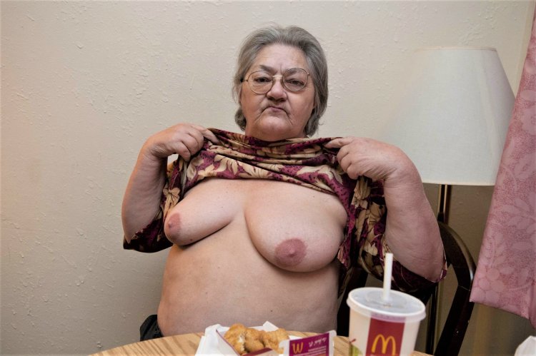 Old women show their breasts