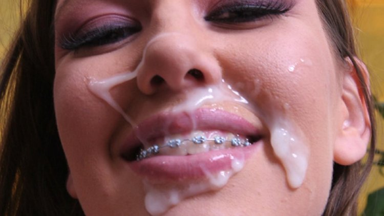 Cum on face with braces