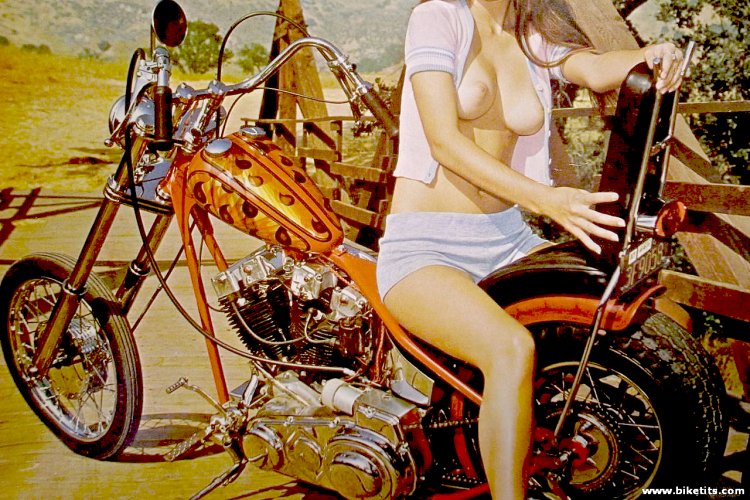 Mature women on a motorcycle