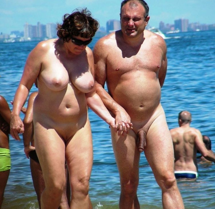 Naked elderly couples on the beach