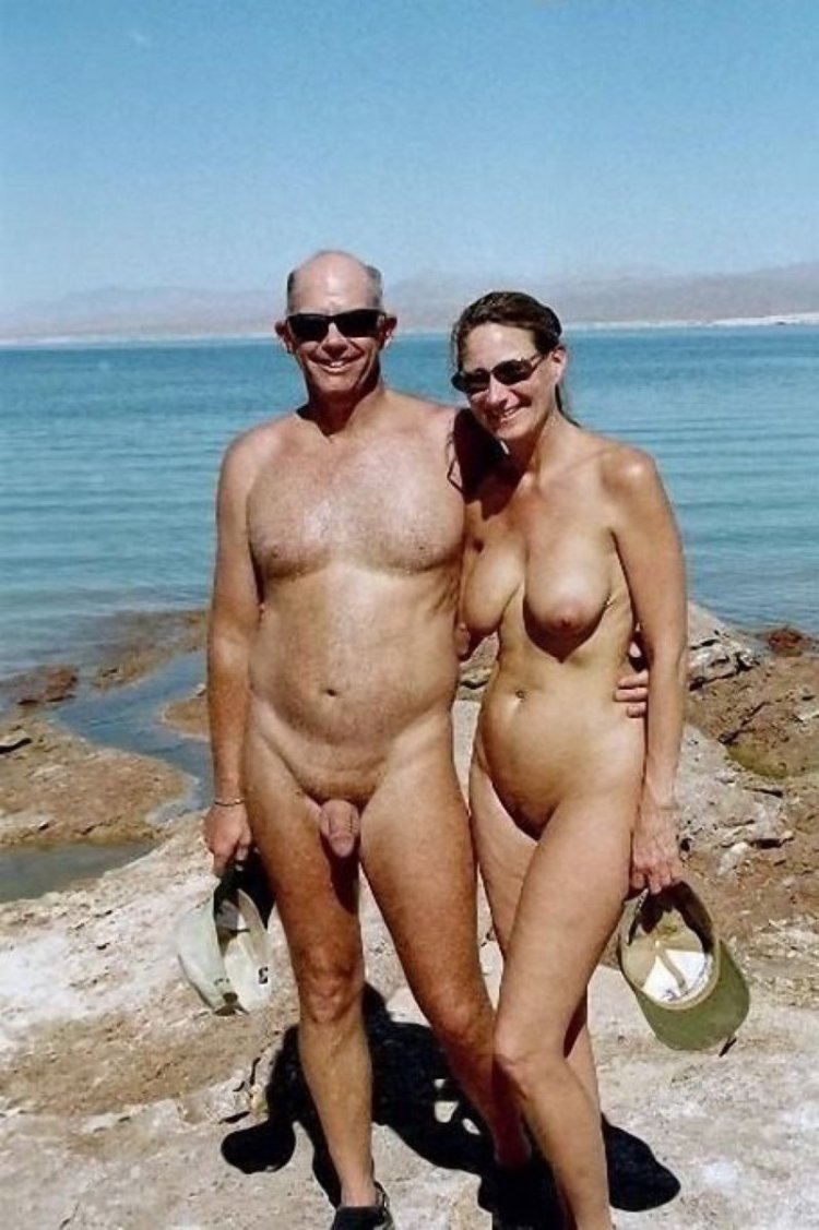 Mature couples on the beach retro nude