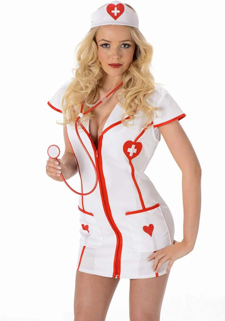 Beautiful girls in a nurse costume