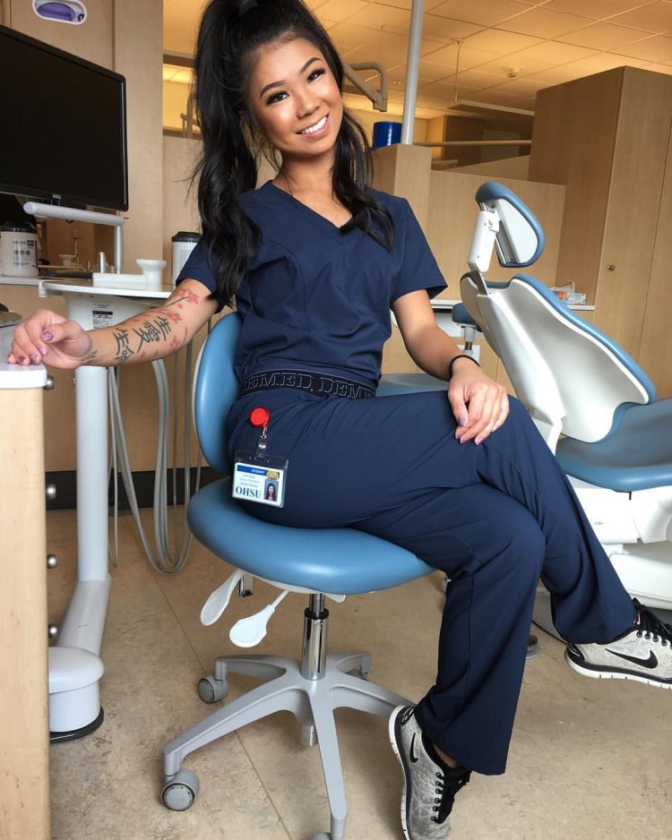 A nurse in a dressing gown