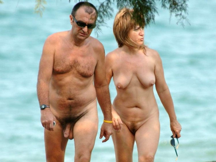 Naked elderly couples on the beach