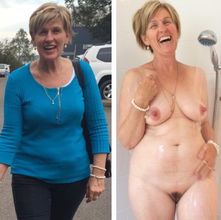 Old women dressed and striped