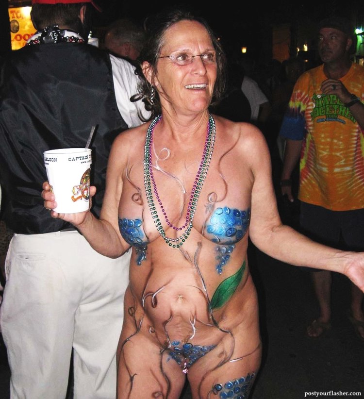 Naked mature at the festival