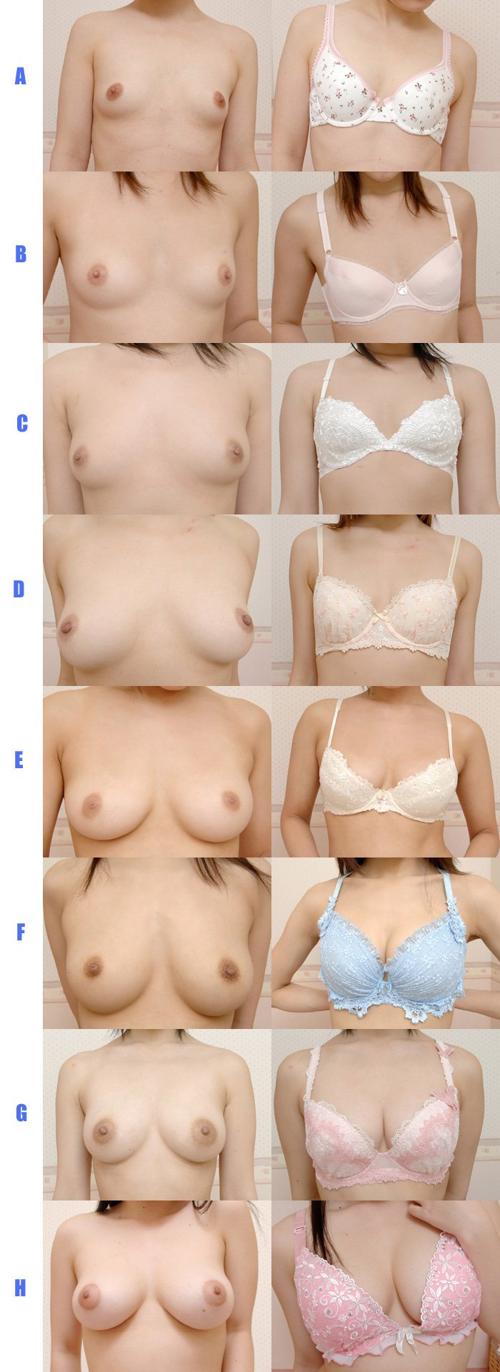 Women's boobs of different sizes