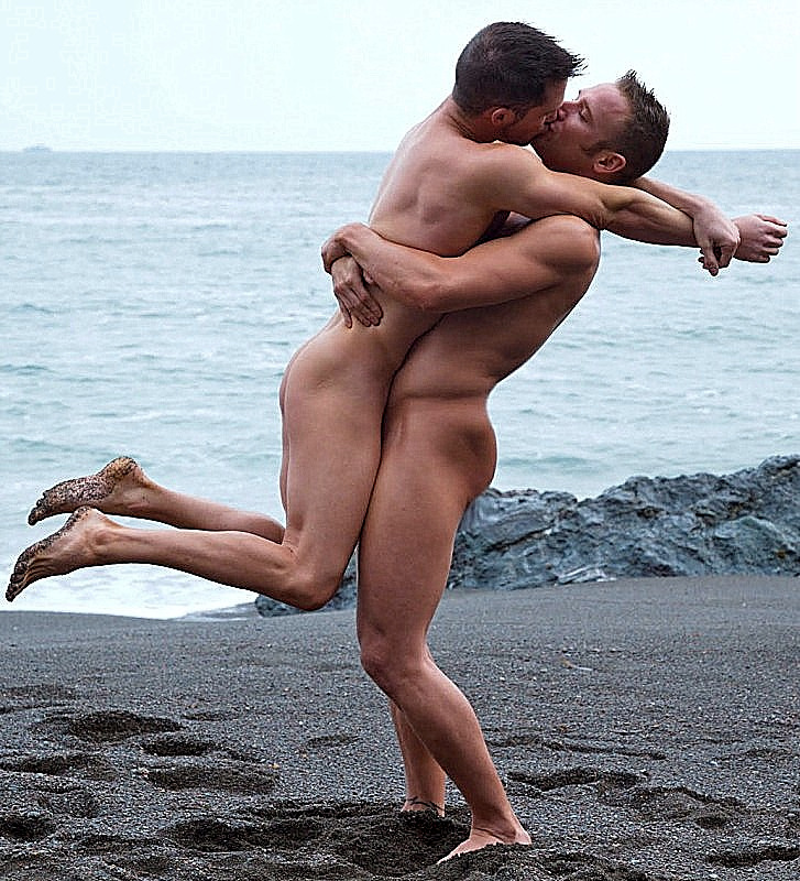 Naked mature gay pairs on the beach