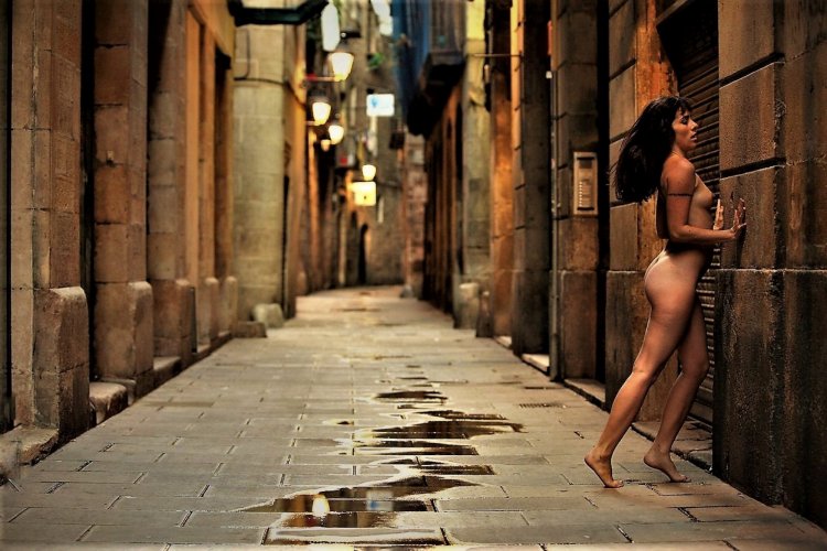 Naked on the streets of Barcelona