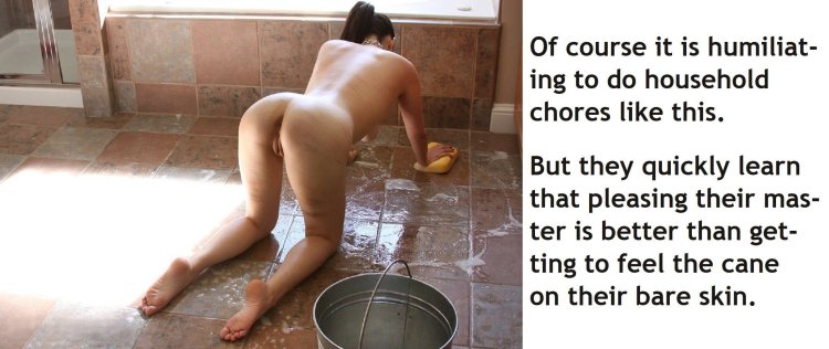 The naked slave is cleaned