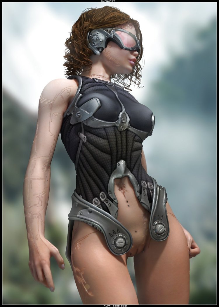 Naked women in the style of cyberpan