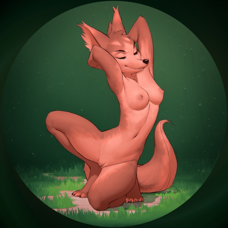 Anthropomorphic naked fox