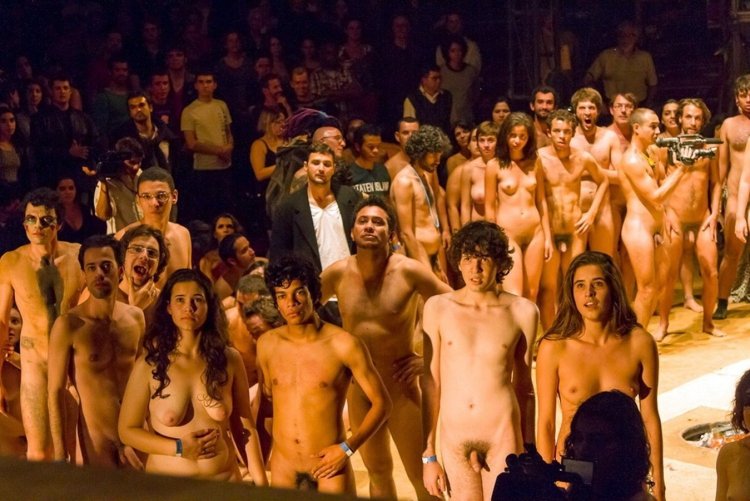 Naked on the theater stage