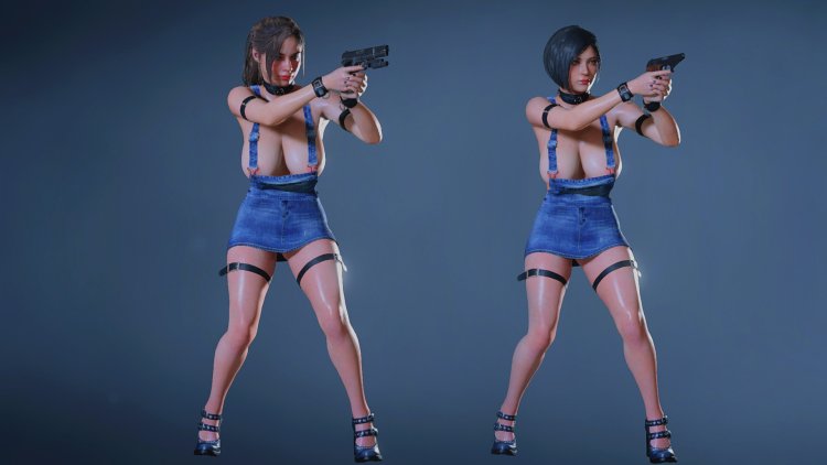 Resident Evil 2 Hell and Claire in an unusual racing suit "