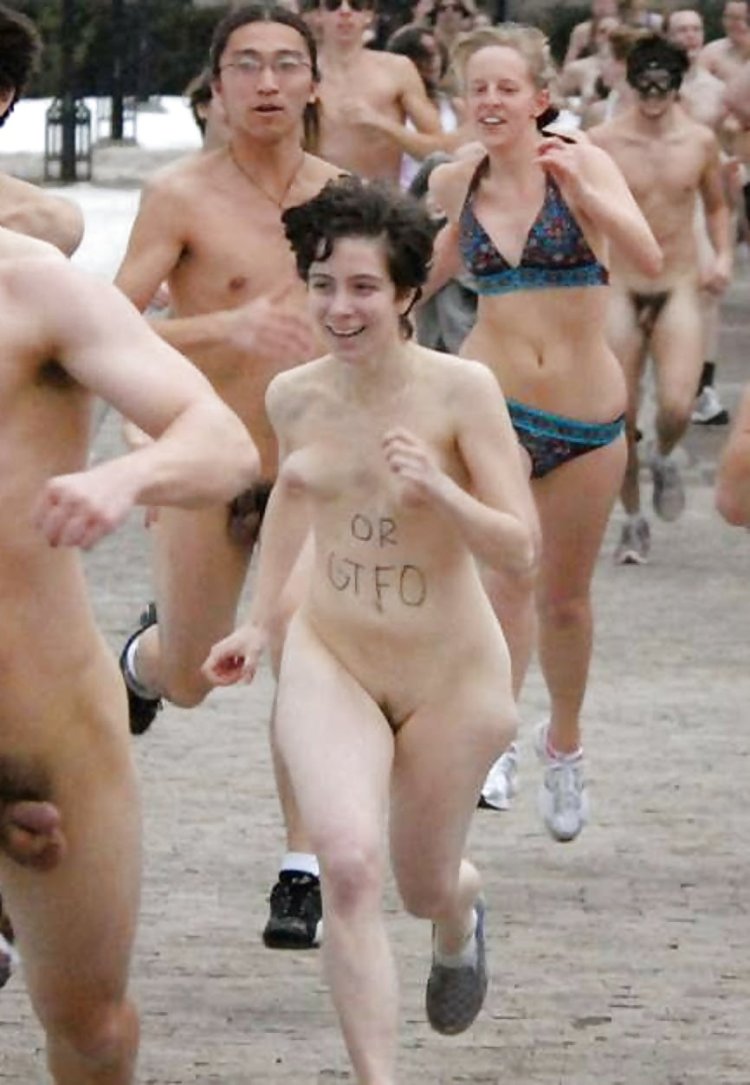 Naked race of students naked