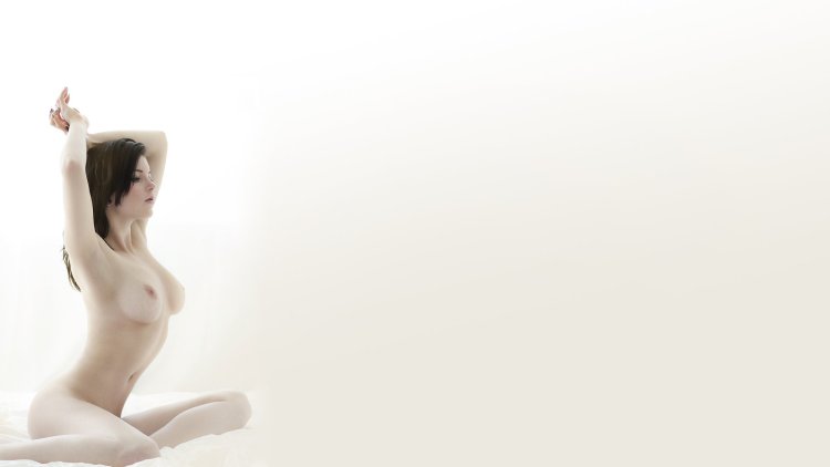 Photo shoot nude on a white background