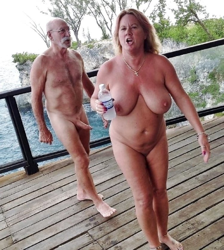 Naked elderly couples on the beach