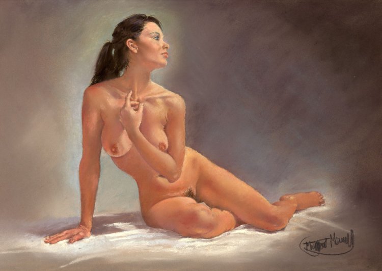 The picture of nude sitting