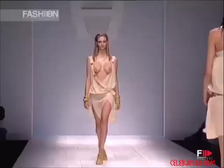 Naked fashion models on the catwalk