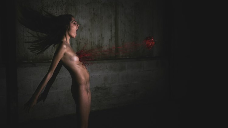 Photo session in the style of erotic horror