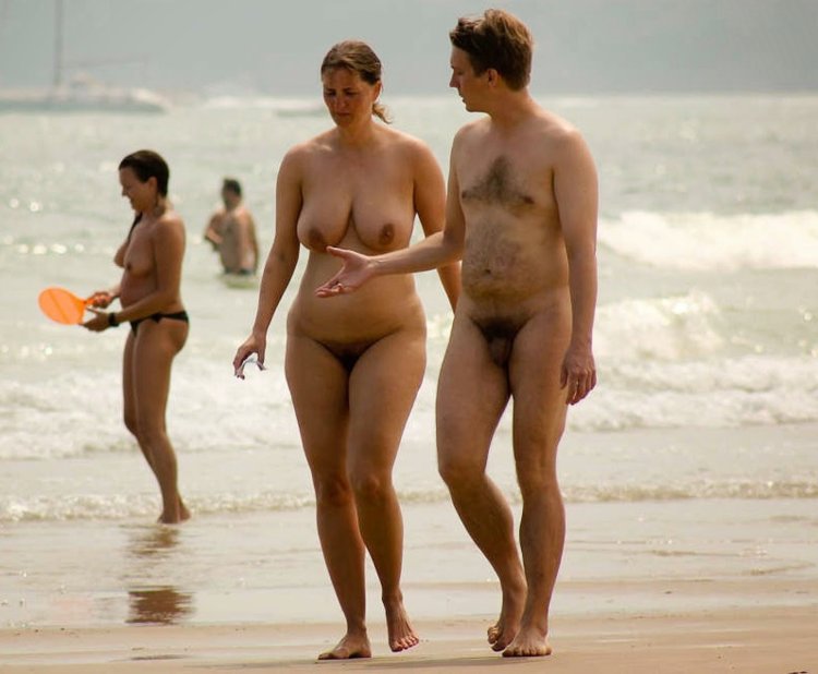 Adult woman and boy Nude Beach