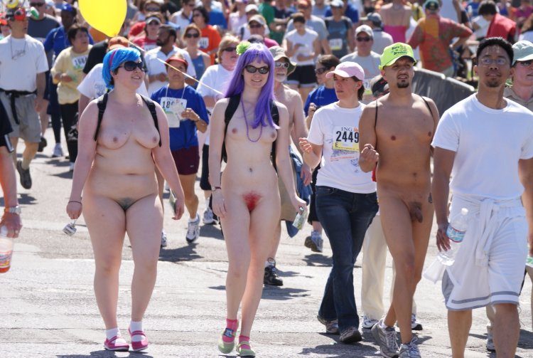 Festival parade of naked women