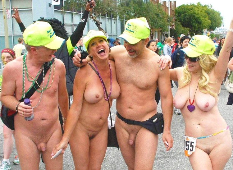 Festival parade of naked women