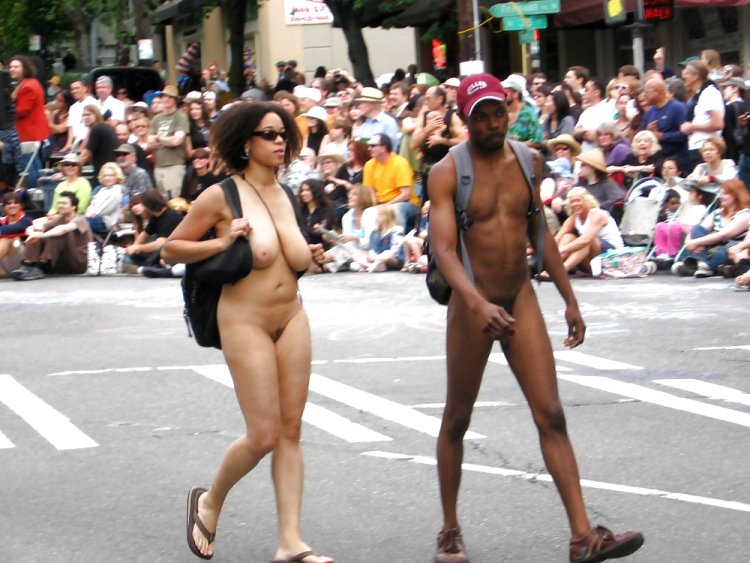 A parade of naked black women