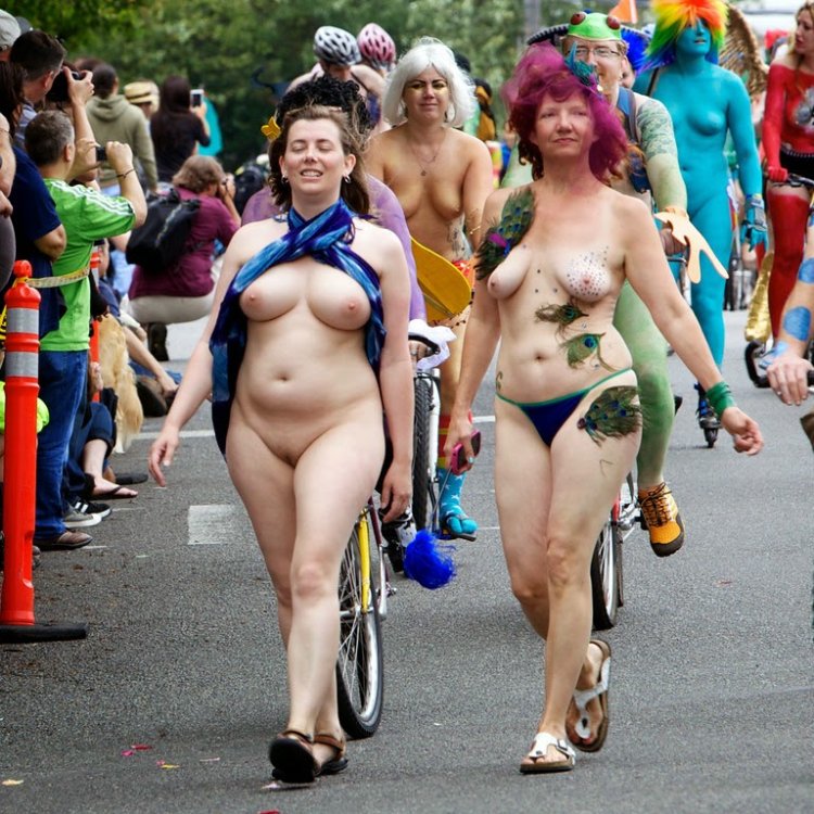 Festival parade of naked women