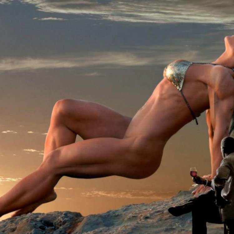 Naked women with a strong body