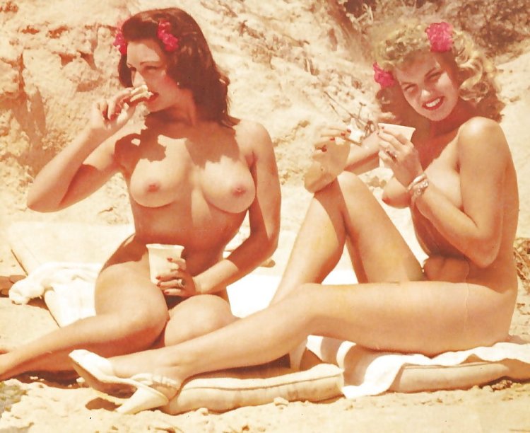 Naked girls on the beach retro