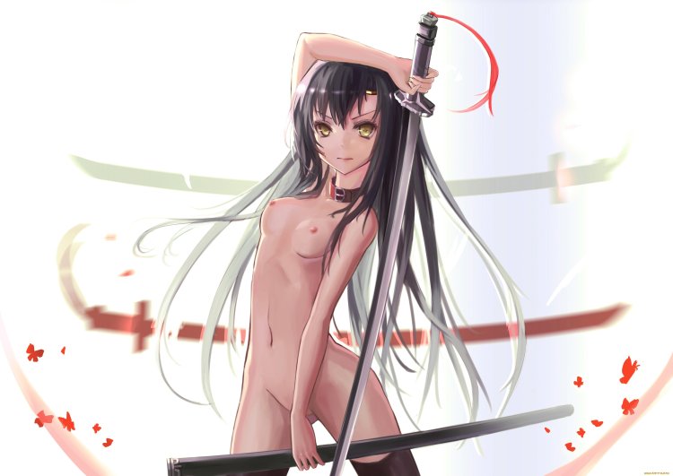 Naked woman with katana