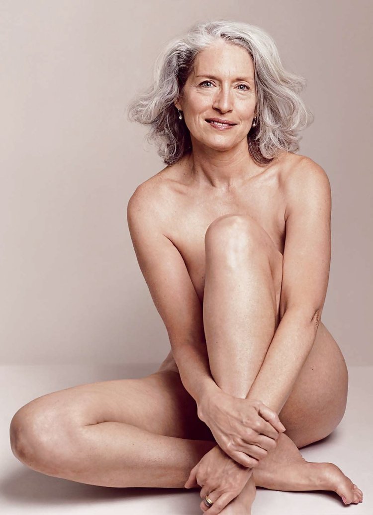 Beautiful naked women with gray hair