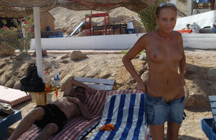 Naked wife on the beach in Egypt
