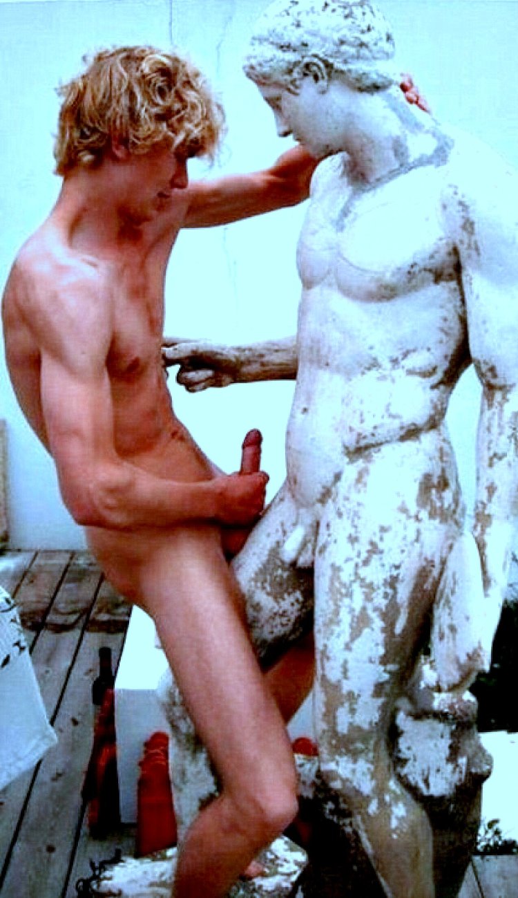 Sculptures of naked men with huge members