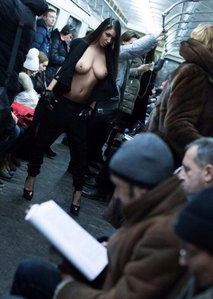 Naked photo shoot in the subway